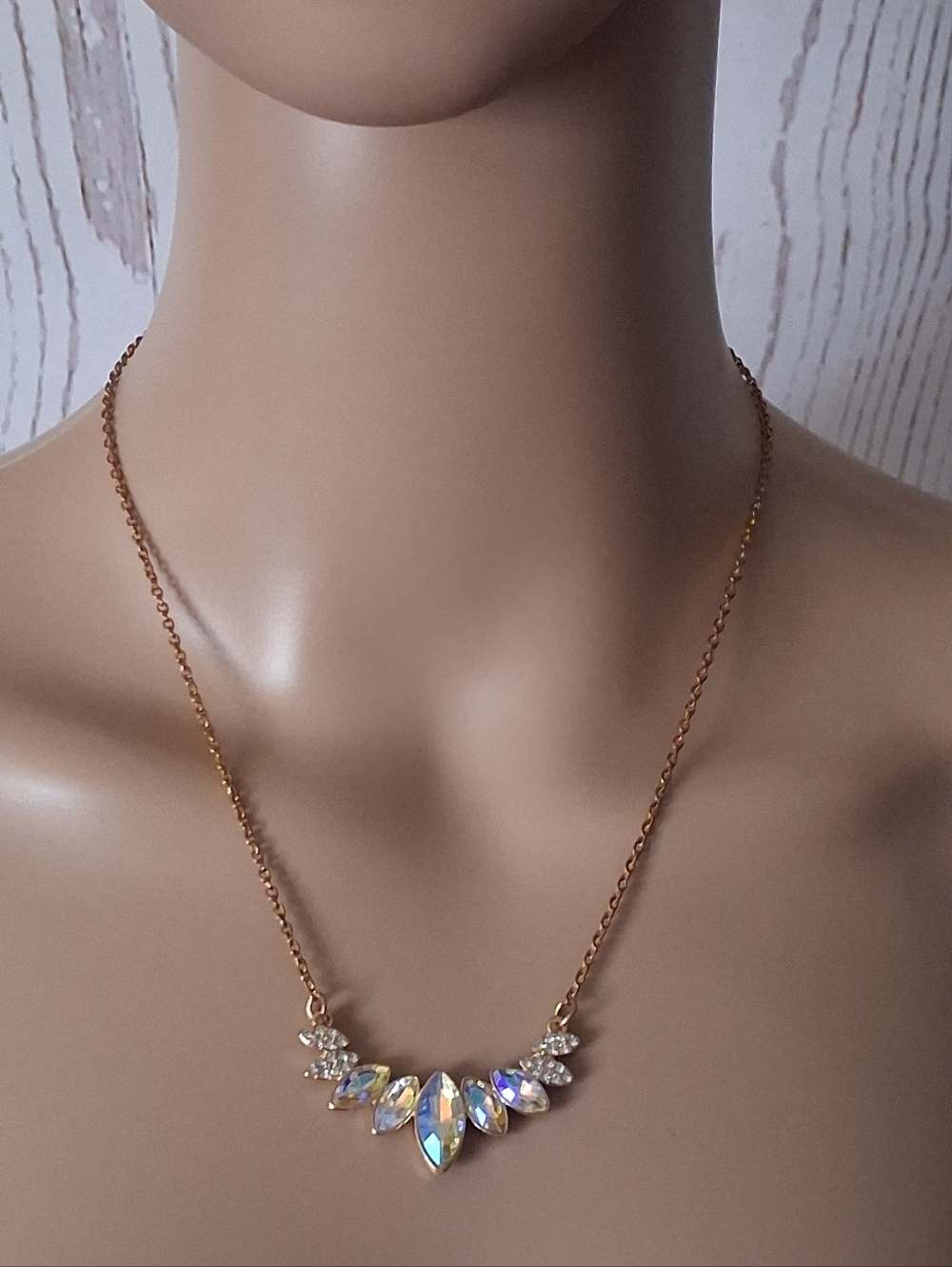 Paparazzi Gold-Tone Iridescent Rhinestones Statement Necklace - Women Jewelry